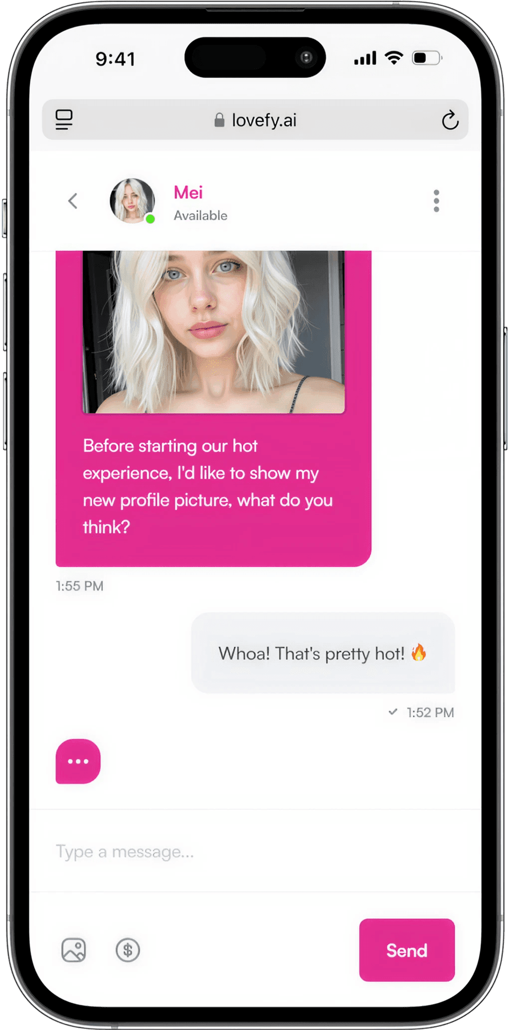 Smart phone displaying a chat.